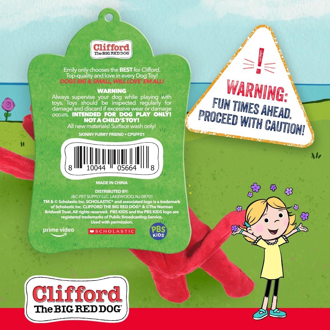 Clifford® Skinny Furry Friend Plush Dog Toy | Cozy Dog Toys for Pups Durable, Comfort, Squeakers, Crinkle, Interactive Bonding - Image 8