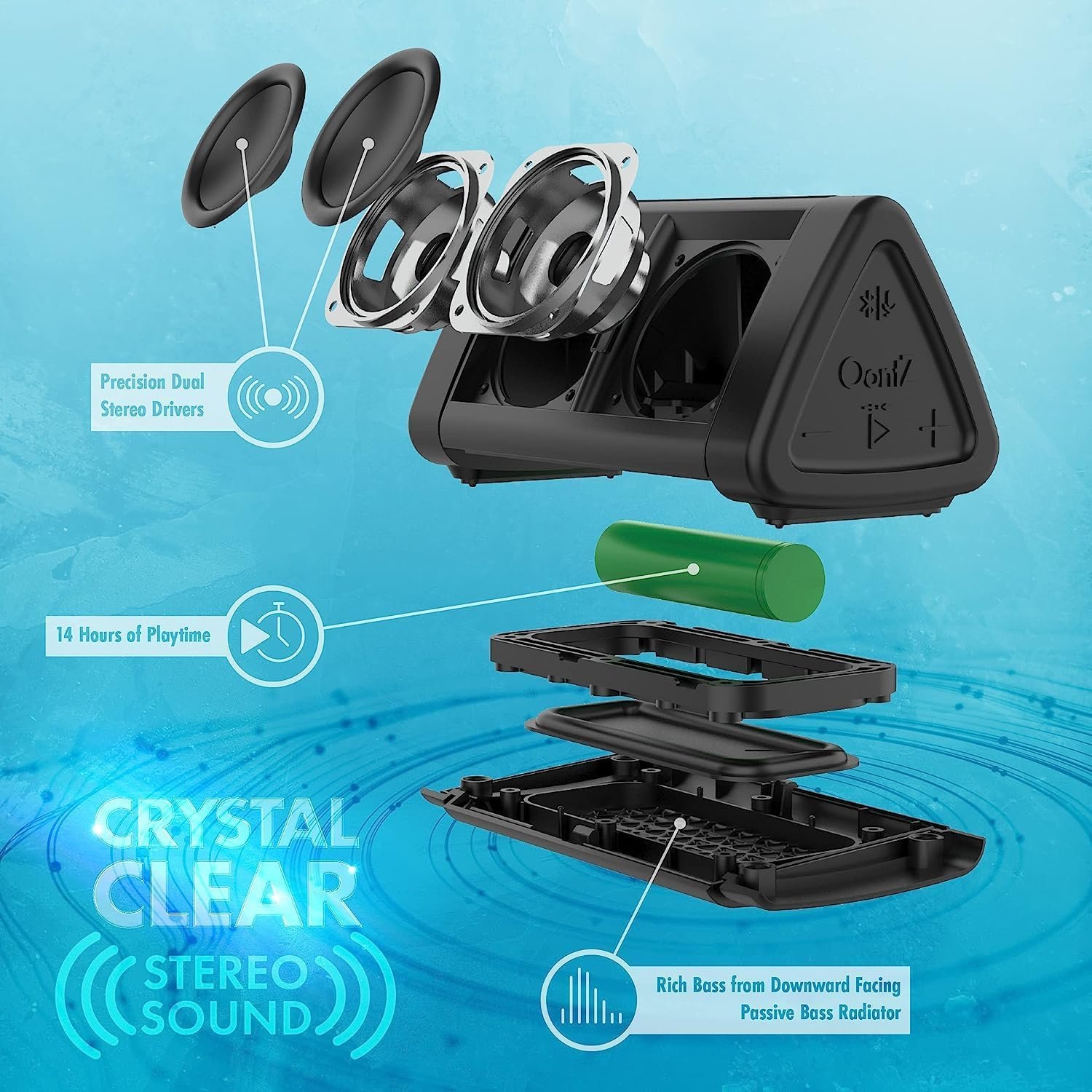 OontZ Angle 3 Bluetooth Speaker, 2 Pack Portable Wireless Bluetooth Speaker, 10 Watts, Crystal Clear Stereo Sound, IPX5 Water Resistant Loud Bluetooth Speakers (Red-Dual) - Image 6