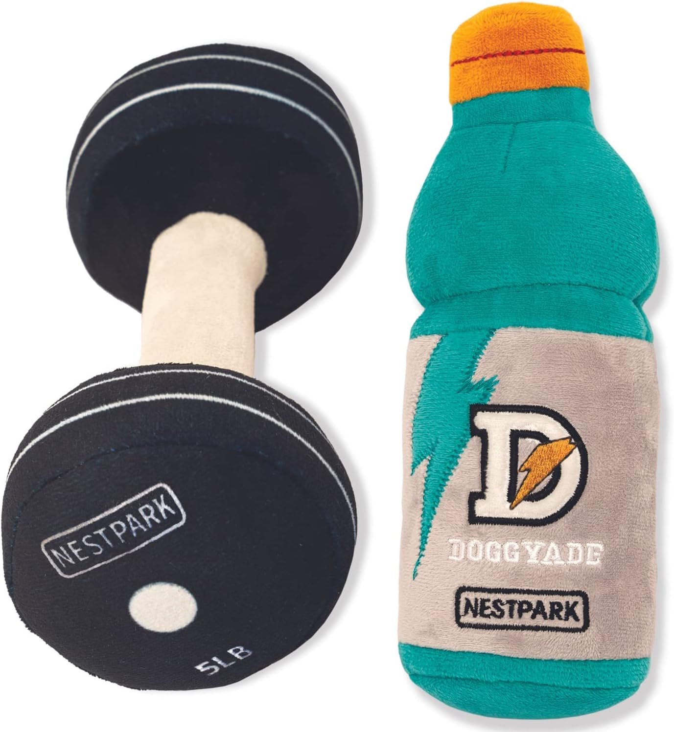 Nestpark Fitness Funny Dog Toys - Doggyade and Doggy Dumbbell Workout Parody Cute Dog Toys - 2 Pack (Workout Pack) - Image 2