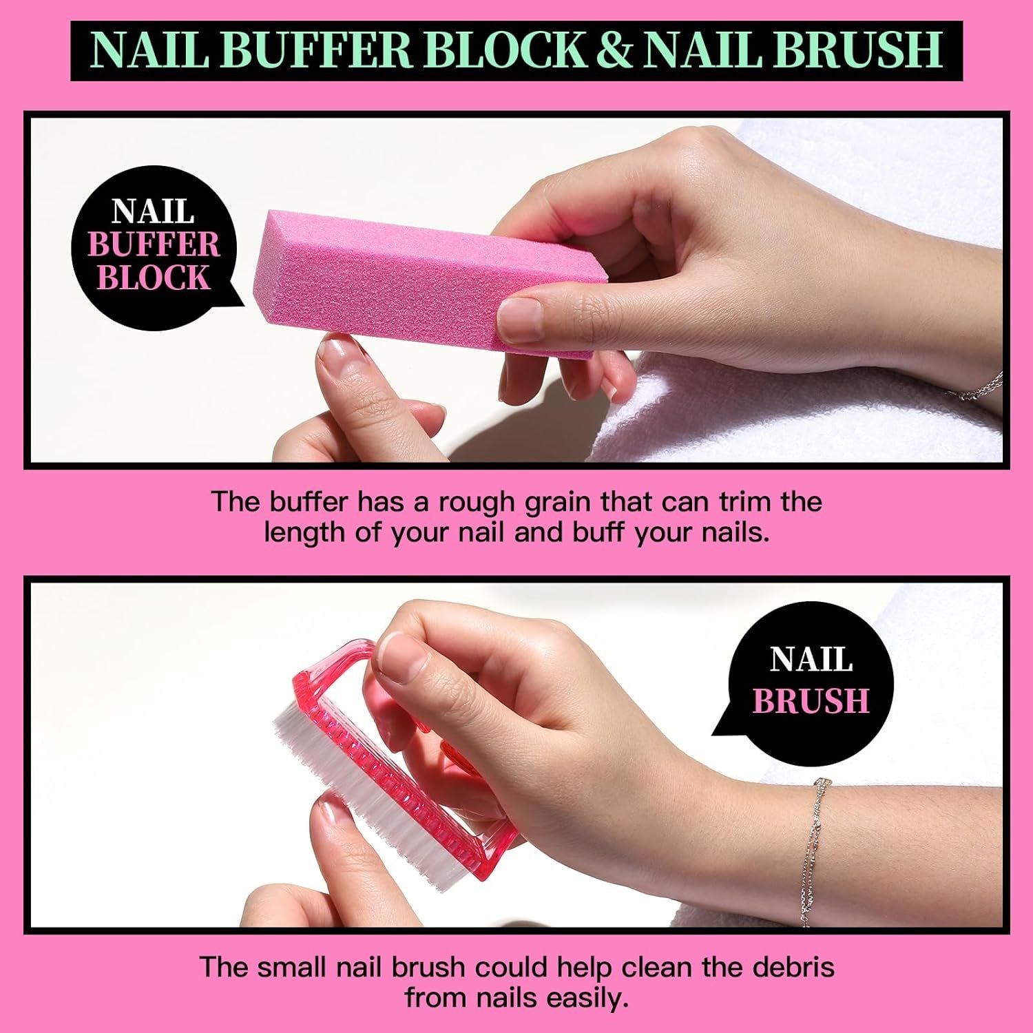 FANDAMEI Nail Care Tool Kit, Nail Files 100/180, Nail Buffer Block, Cuticle Nippers, Cuticle Trimmer, Cuticle Pusher, Nail Lifter for Ingrown Toenails, Nail Tools, Nail Kit, Pedicure & Manicure Tools - Image 4
