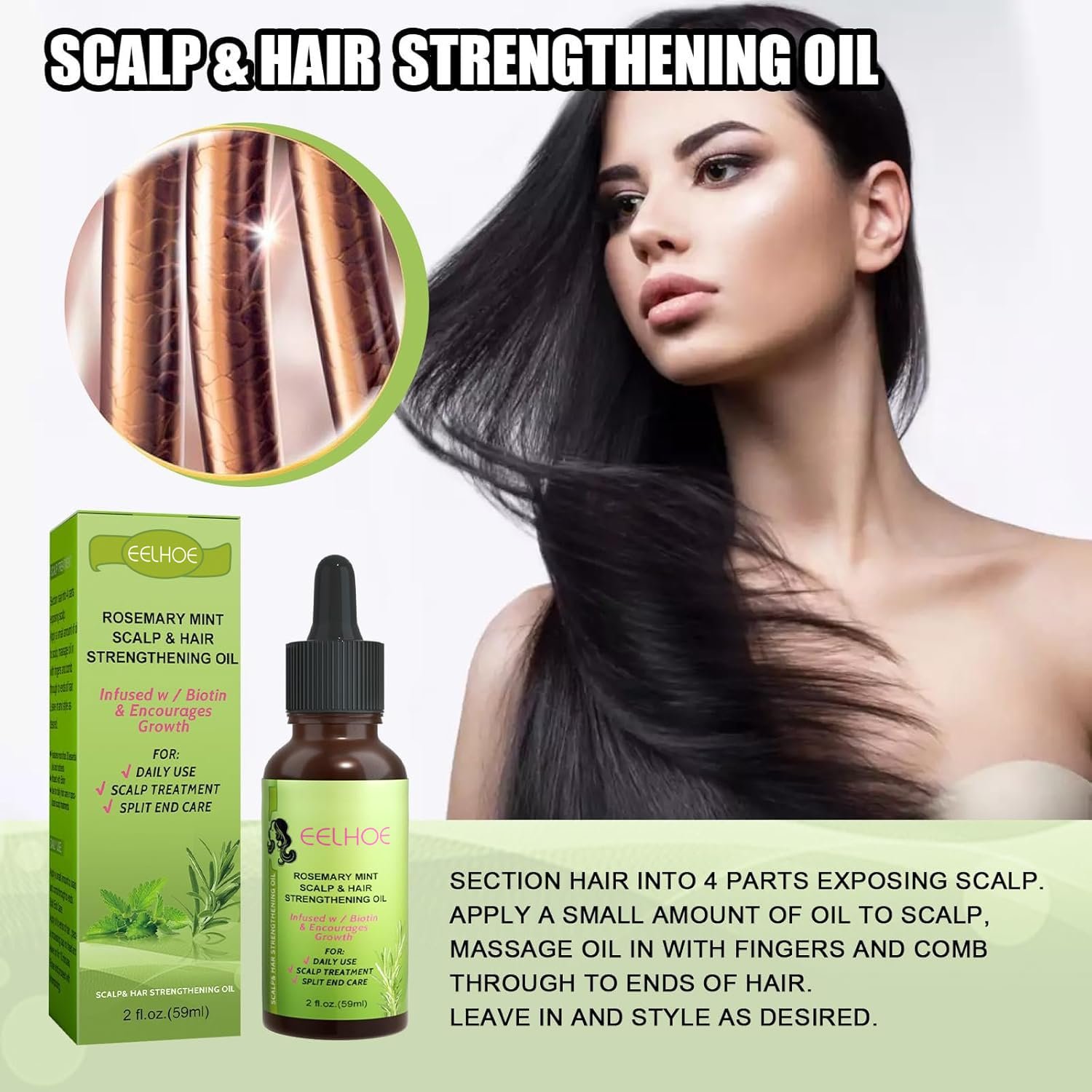 Rosemary Mint Organic Hair Growth Serum - Nourishing Oil for Split End Care, Healthy Scalp, and Hair Loss Prevention - Image 6