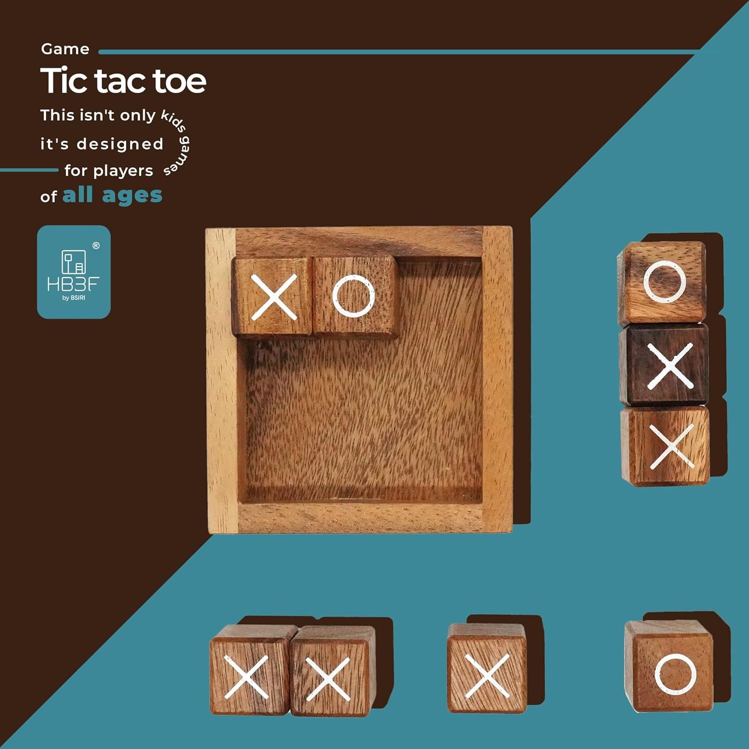 BSIRI Tic Tac Toe for Kids and Adults Coffee Table Living Room Decor and Desk Decor Family Games Night Classic Board Games Wood Rustic for Families Size 4 Inch - Image 5