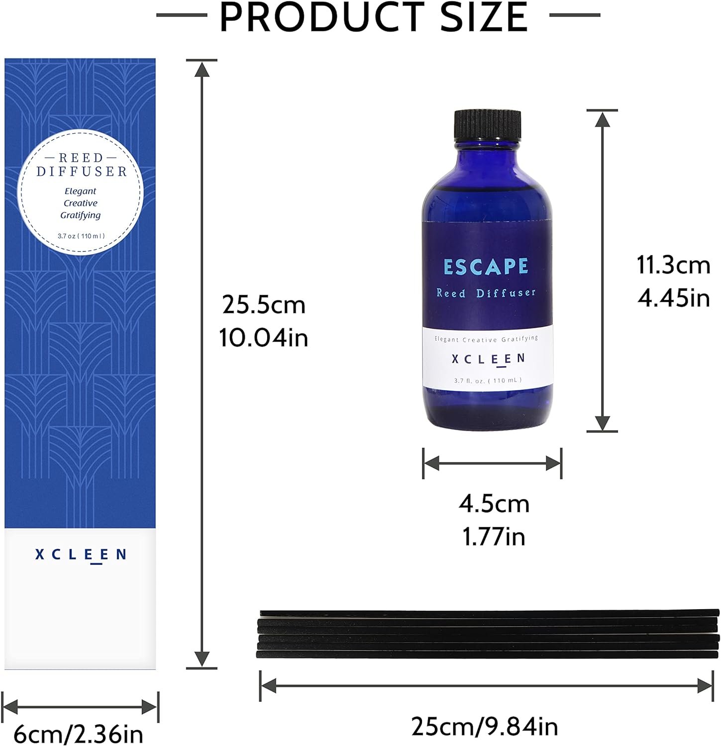 Reed Diffusers Set, 3.7 Oz Scent Diffuser, 6 Reed Diffuser Sticks, Home Fragrance Hyacinth, Peony & Citrus, Aromatherapy Oil Diffuser Reeds, More Masculine Scent, Bathroom & Office Decor 110ml - Image 3