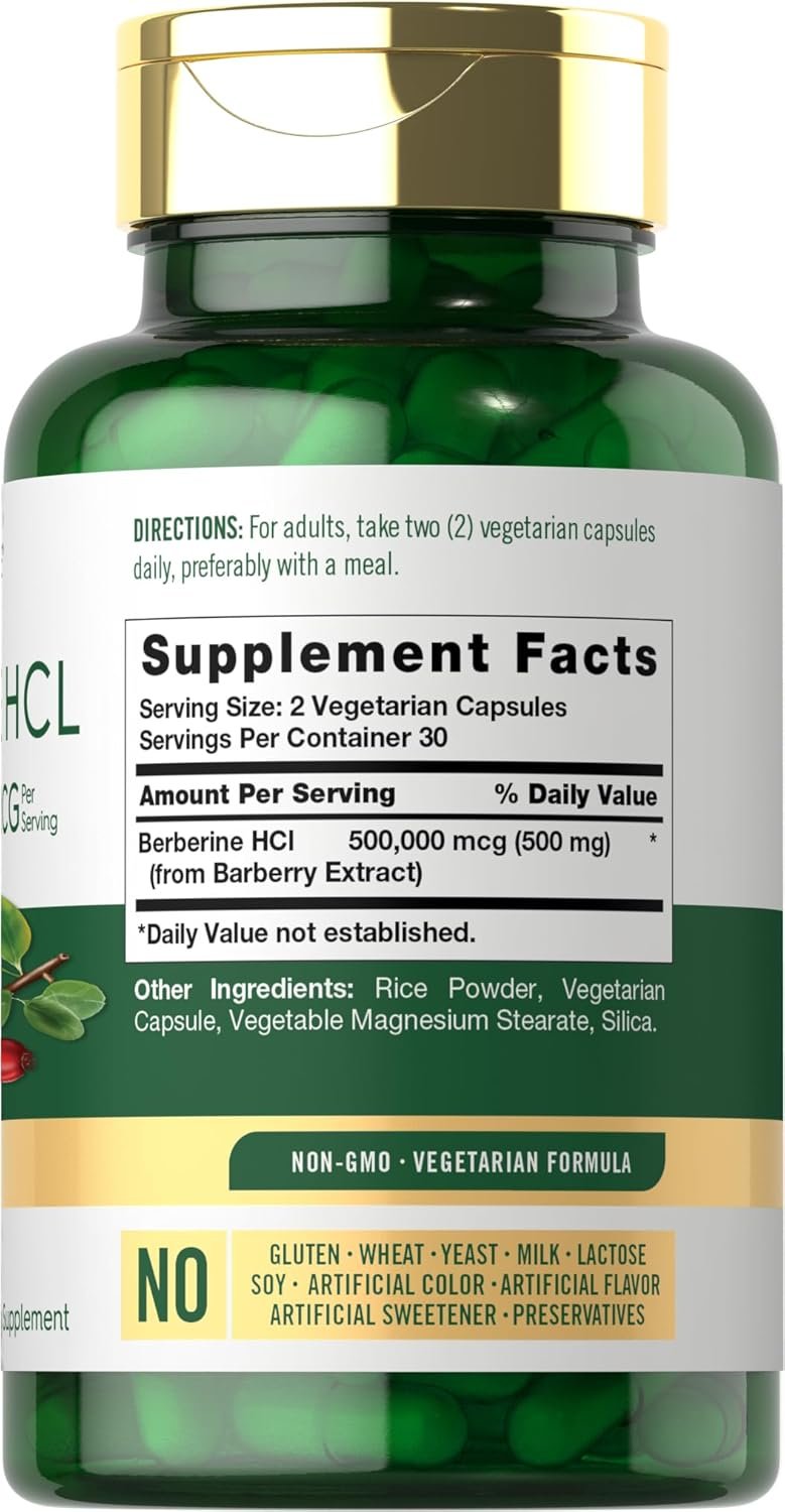 Carlyle Berberine Supplement 500,000mcg | 60 Capsules | Berberine HCL | Vegetarian, Non-GMO, Gluten Free - Image 3
