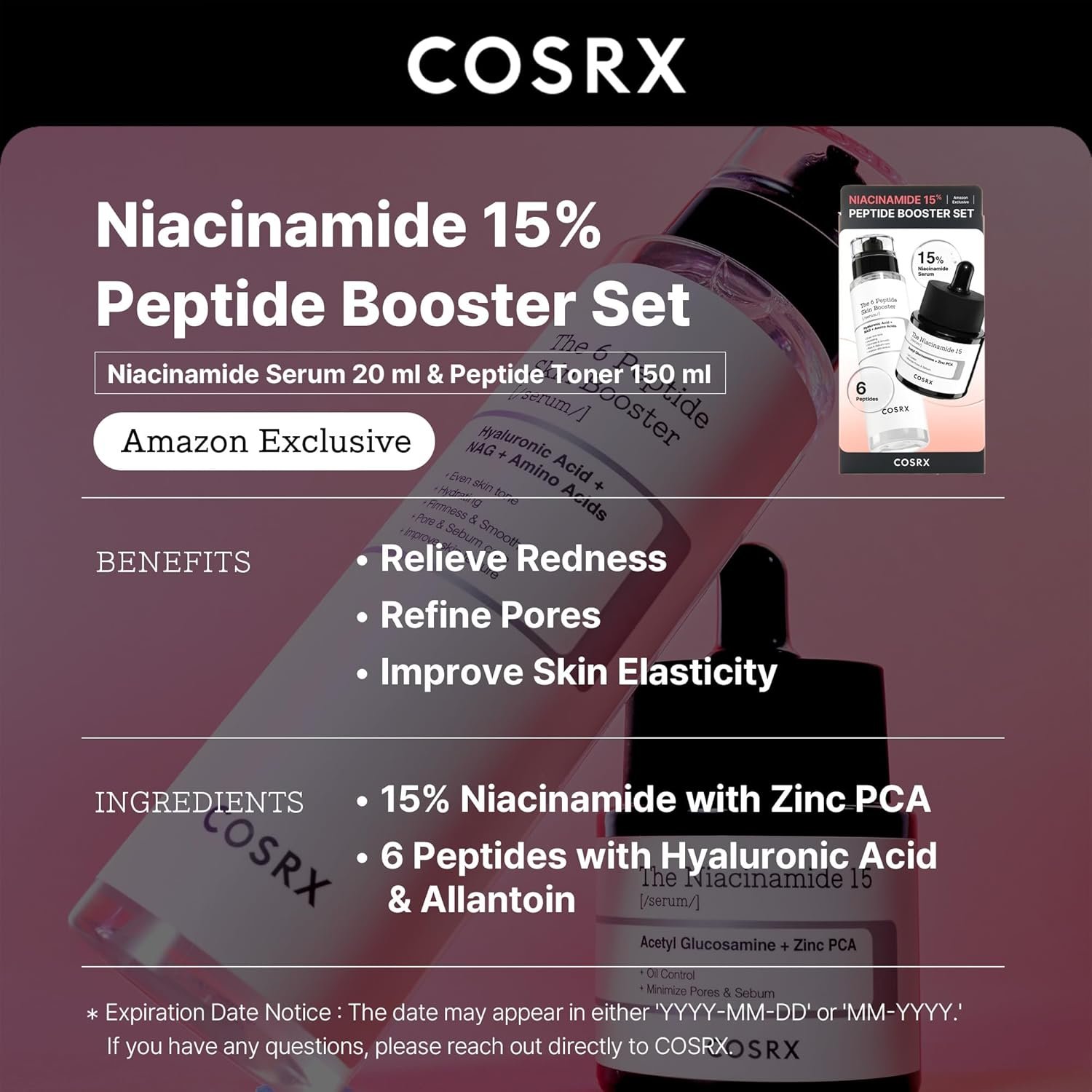 COSRX Niacinamide 15% Peptide Booster Set- Minimize Enlarged Pores and Boost Skin Renewal with 6 Peptides, Korean Skincare - Image 3
