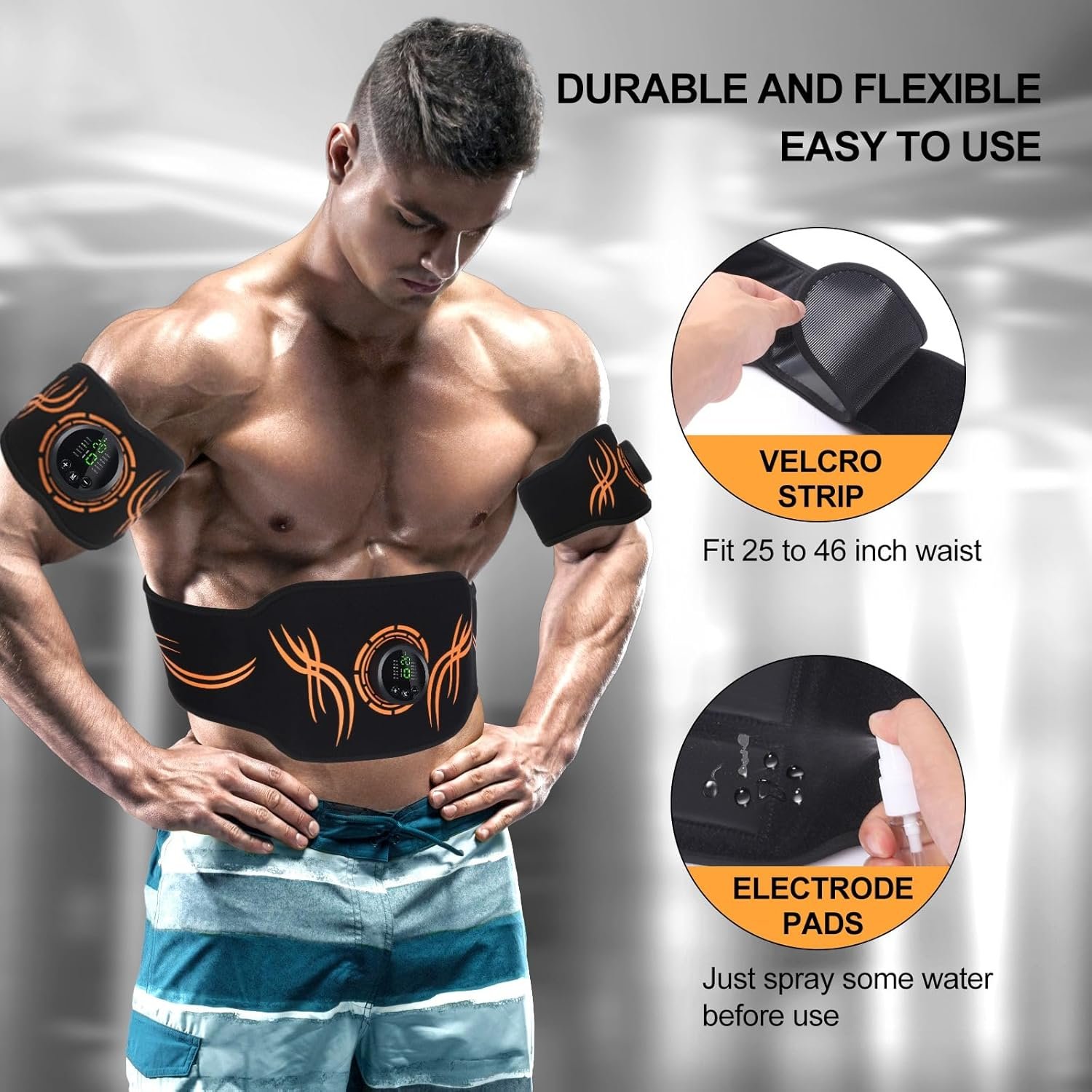 ABS Stimulator, EMS Ab Stimulator for Men & Women – USB Rechargeable Muscle Toner with 12 Modes & 19 Intensity Levels – Portable, Adjustable Waist Trainer for Abdominal, Arm, and Leg Workouts - Image 5