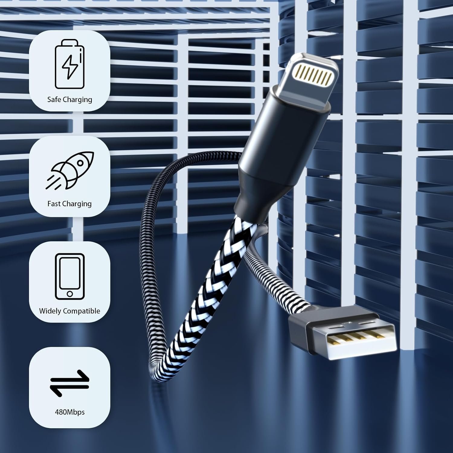 3 Pack iPhone Charger 10 FT Apple MFi Certified Fast Charging Lightning Cable Nylon Braided High Speed Transfer Cord for iPhone 14 13 12 11 Pro Max XR XS X 8 7 6 Plus iPad and More - Image 3