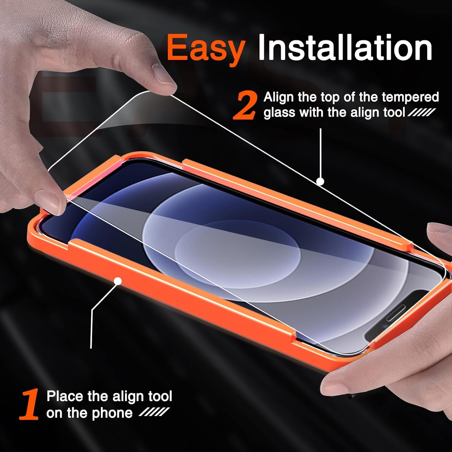 Milomdoi 3 Pack Screen Protector for Apple iPhone 12 with 3 Pack Tempered Glass Camera Lens Protector, Ultra 9H Accessories, Case Friendly, Mounting Frame, 2.5D Curved, Transparent - Image 5