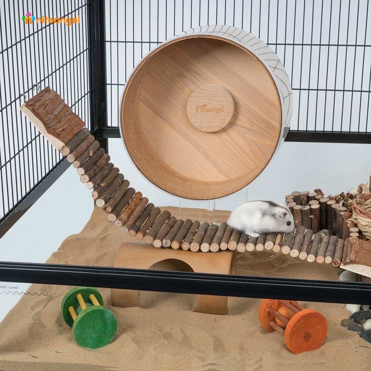 Niteangel Hamster Suspension Bridge Toy - Long Climbing Ladder for Dwarf Syrian Hamster Mice Mouse Gerbils and other Small Animals (21.8" L x 2.8" W) - Image 4