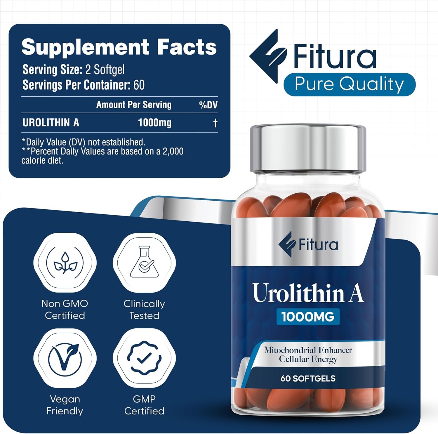 Urolithin A Cellular Boost - 1000MG, 60 Softgels for Muscle Strength & Energy Production - Improve Mitochondrial Health, Physical Performance, Optimize Mitopure Supplement for Healthy Aging - Image 7