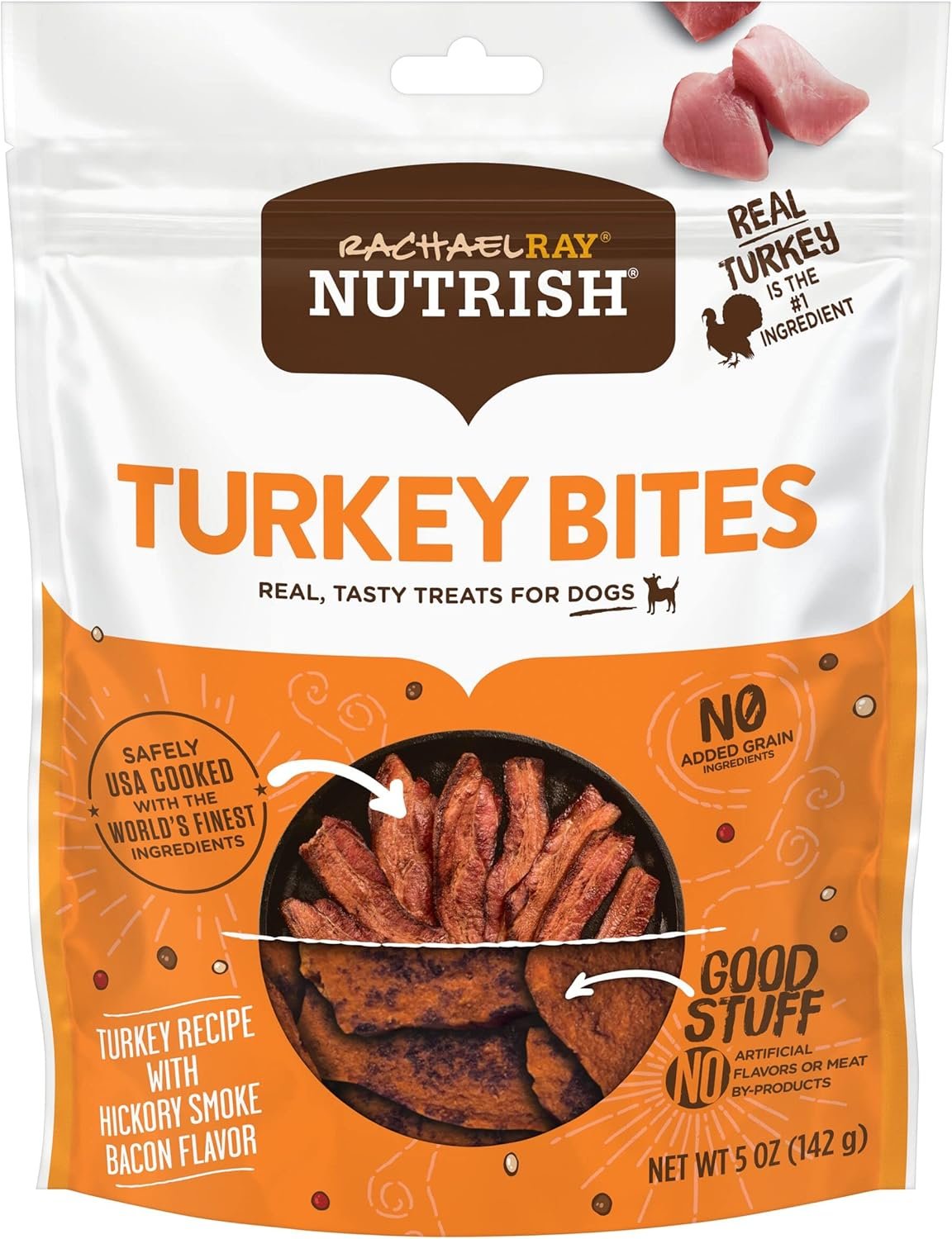 Rachael Ray Nutrish Turkey Bites Real Meat Grain Free Dog Treats, Turkey Recipe with Hickory Smoked Bacon Flavor, 5 Ounce (Pack of 5) Packaging May Vary - Image 2