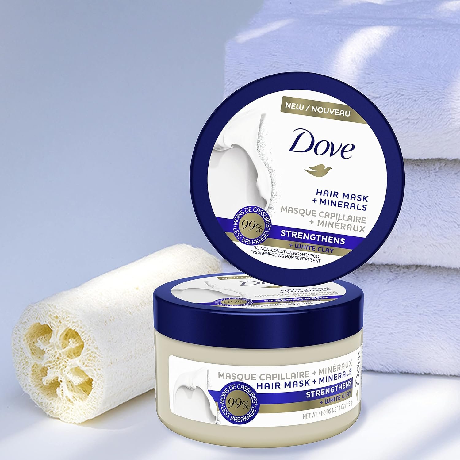 Dove Hair Mask - Strengthening Hair Mask for Damaged Hair and Hair Breakage, Minerals + White Clay, 4 oz, 4 Count - Image 11