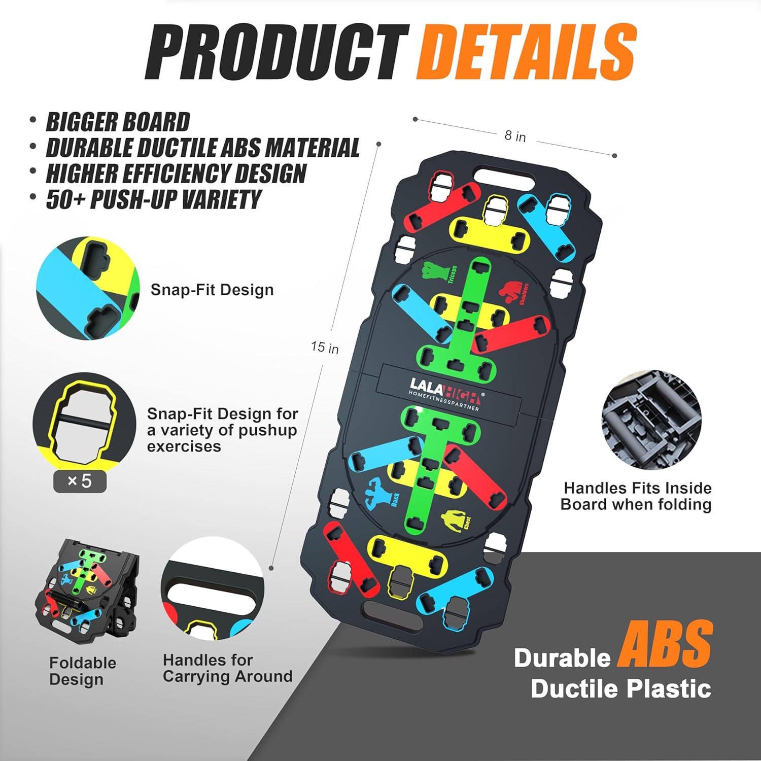 LALAHIGH Upgraded Large Portable Fitness Equipment: 5th Generation 26-in-1 Push Up broad fitness, Add Steel Reinforce Structure, Non-slip Push Up Handles for Full Body Workout at Home, Professional Strength Training Equipment for Man and Women - Image 7