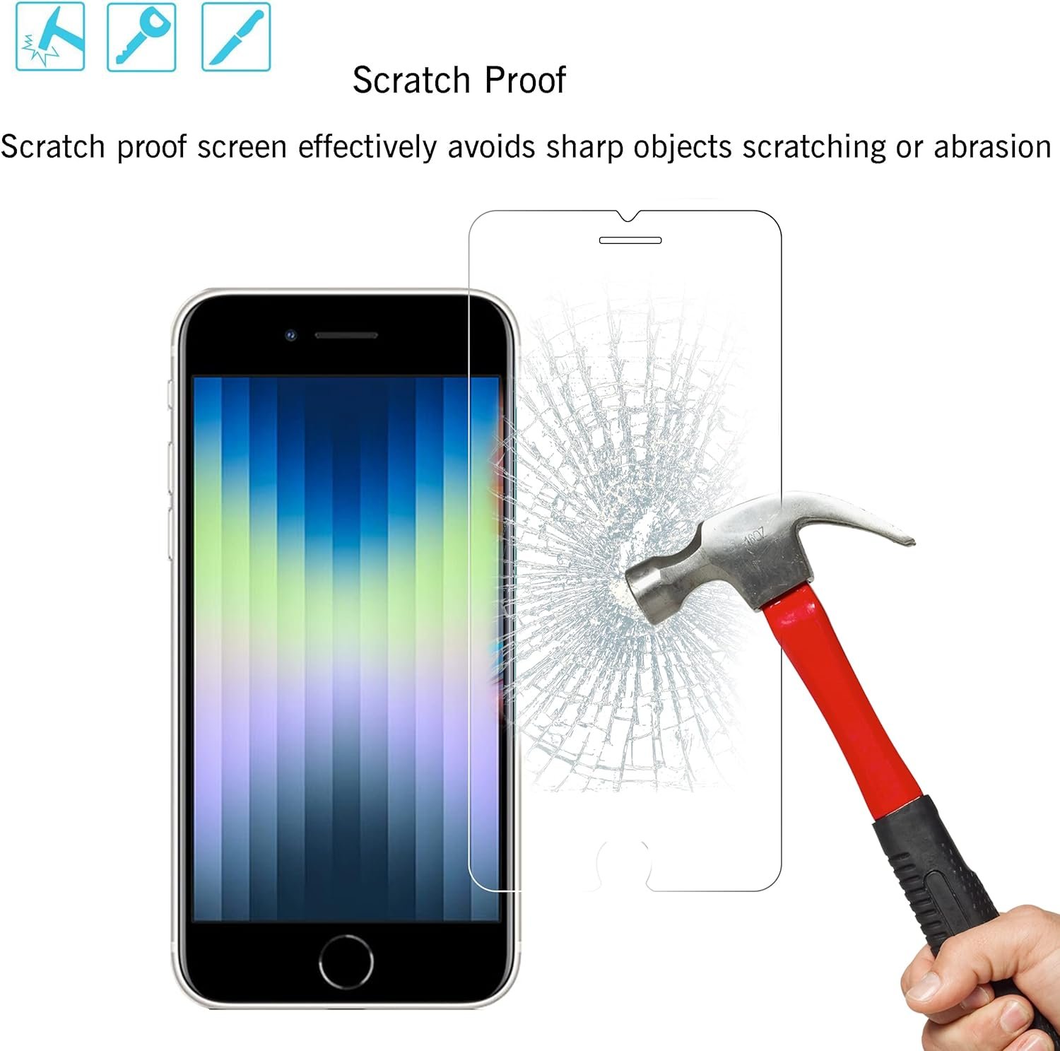 Ailun Screen Protector for iPhone SE 2020 2nd/2022 3rd Generation, iPhone 8,7,6s,6, 4.7-Inch Tempered Glass 0.25mm Case Friendly 3 Pack Clear - Image 4