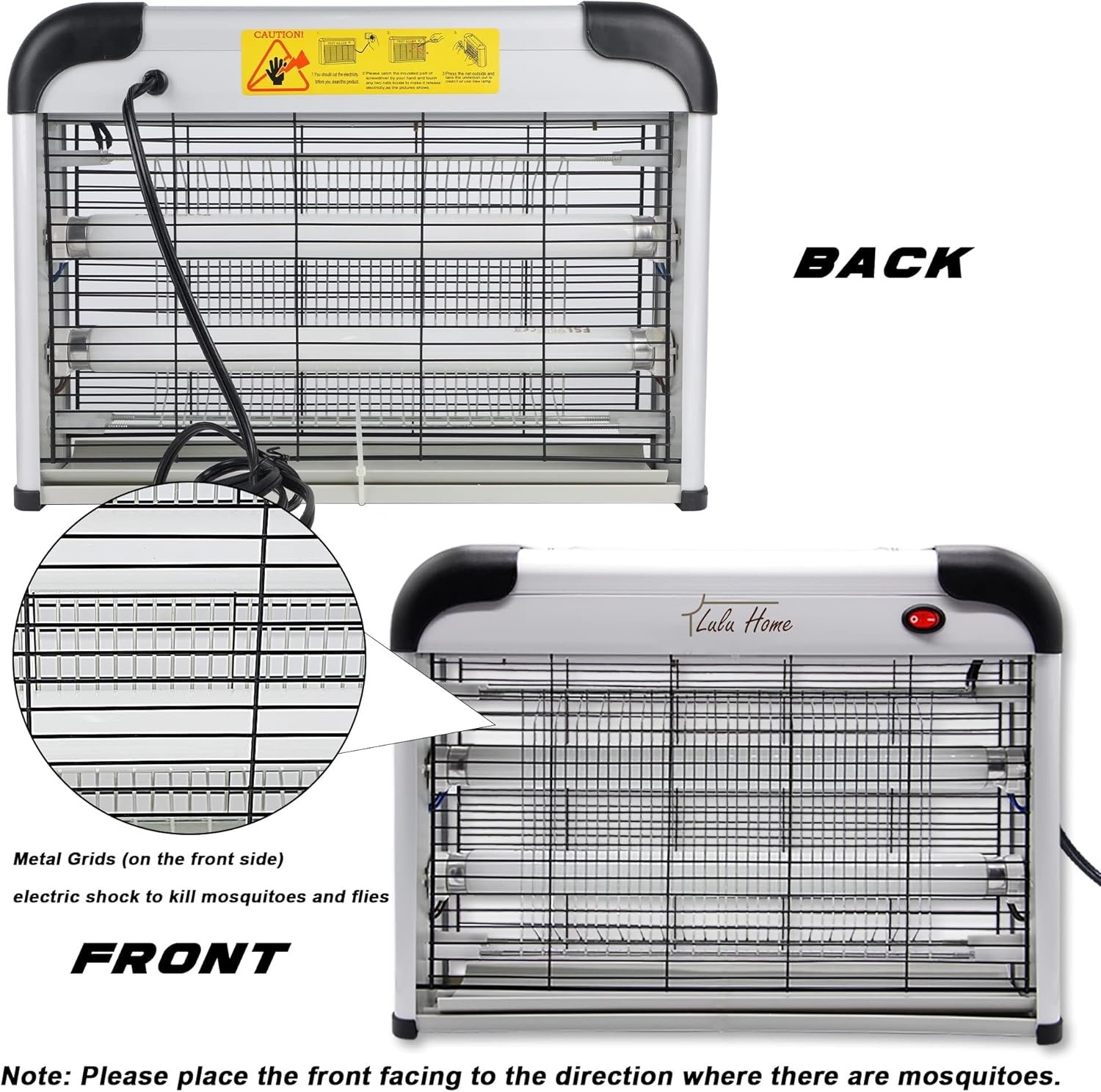 Lulu Home Electric Bug Zapper, Aluminium Indoor Insect Killer for Mosquito, Bug, Fly with Powerful 2800V Grid 20W Bulbs - Image 6