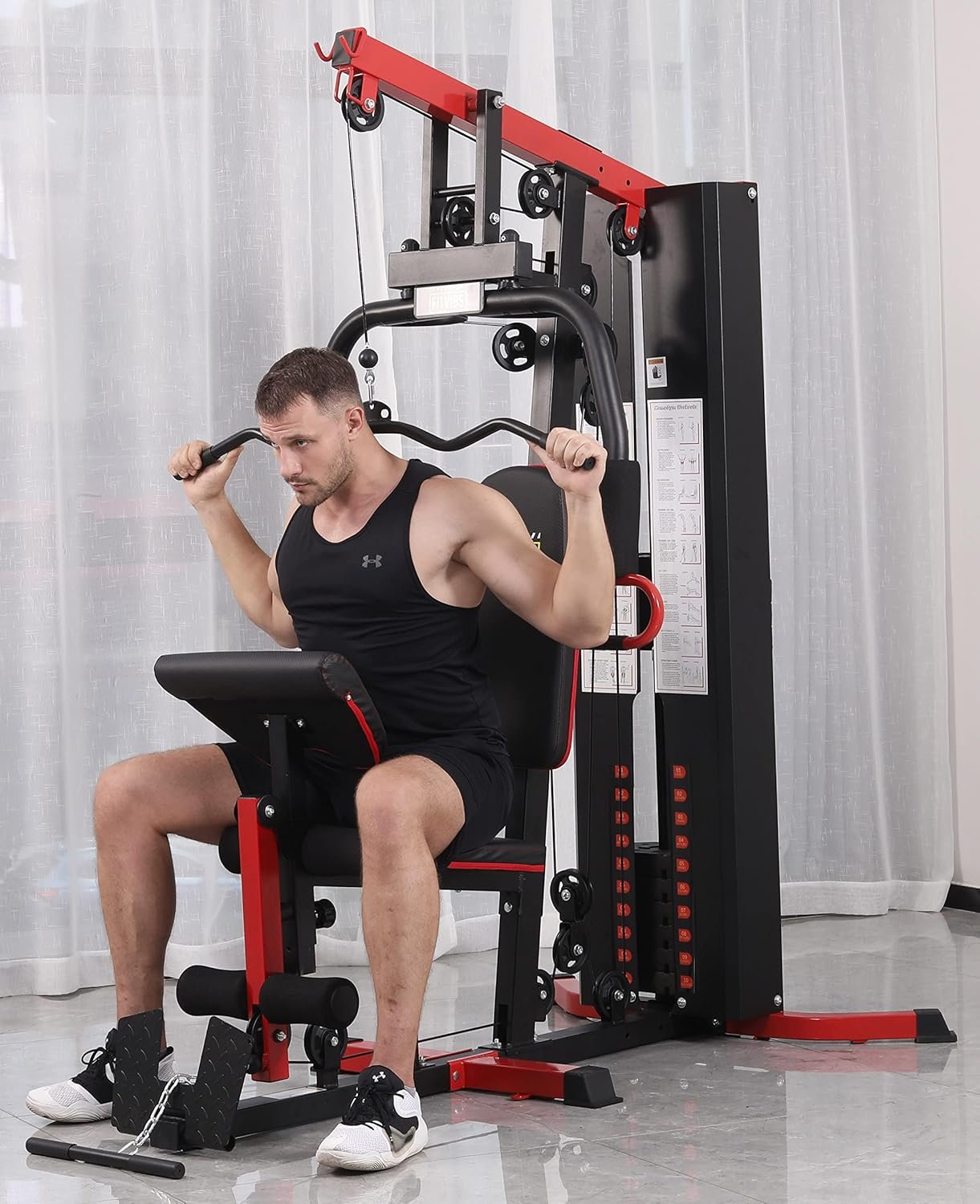 Signature Fitness Multifunctional Home Gym System Workout Station with Leg Extension and Preacher Curl, 122.5LB Weight Stack, Multiple Options, Multiple Packages - Image 6