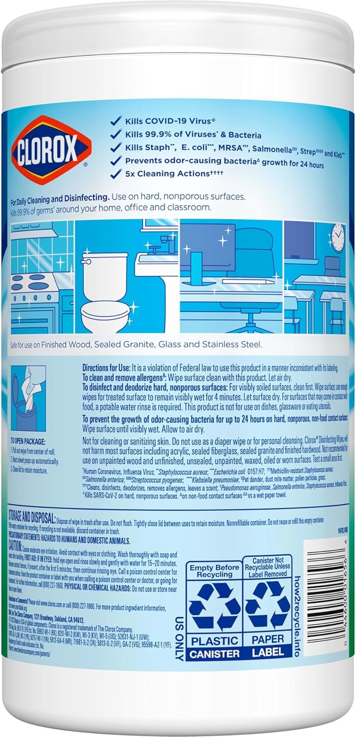 Clorox Disinfecting Wipes, Bleach Free Cleaning Wipes, Fresh Scent, 75 Count (Package May Vary) - Image 11