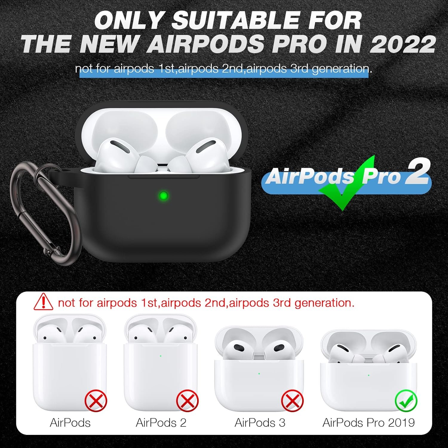 BRG Compatible with Airpods Pro 2nd/1st Generation Case Cover, Soft Silicone Skin Cover Shock-Absorbing Protective Case with Keychain Compatible for Apple Airpods Pro Case 2023/2022/2019 - Image 4