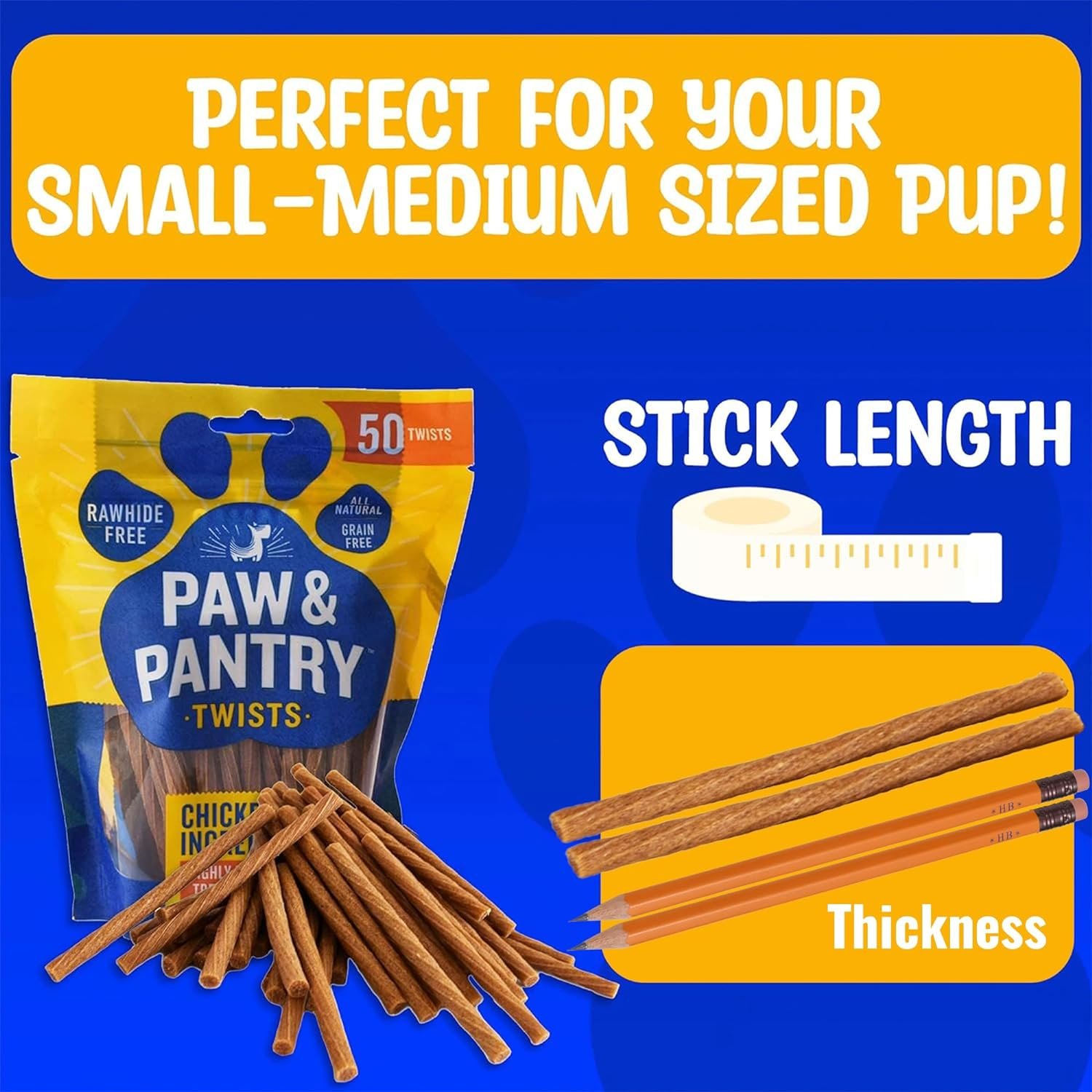 Paw & Pantry 5" Soft & Chewy USA-Chicken Twists - Pack of 50 Rawhide Free Chicken Dog Treats - Grain-Free & Highly Digestible Chewy Sticks for Dogs - Low Fat Dog Treats for Pups - Image 4