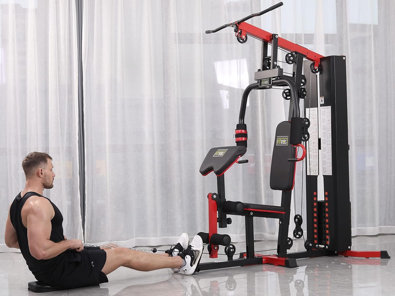 Signature Fitness Multifunctional Home Gym System Workout Station with Leg Extension and Preacher Curl, 122.5LB Weight Stack, Multiple Options, Multiple Packages - Image 9