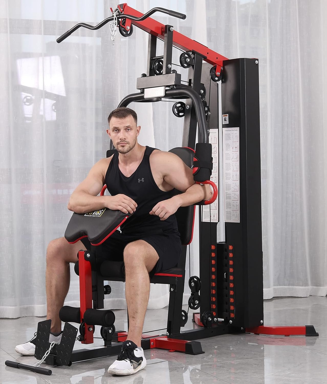 Signature Fitness Multifunctional Home Gym System Workout Station with Leg Extension and Preacher Curl, 122.5LB Weight Stack, Multiple Options, Multiple Packages - Image 2
