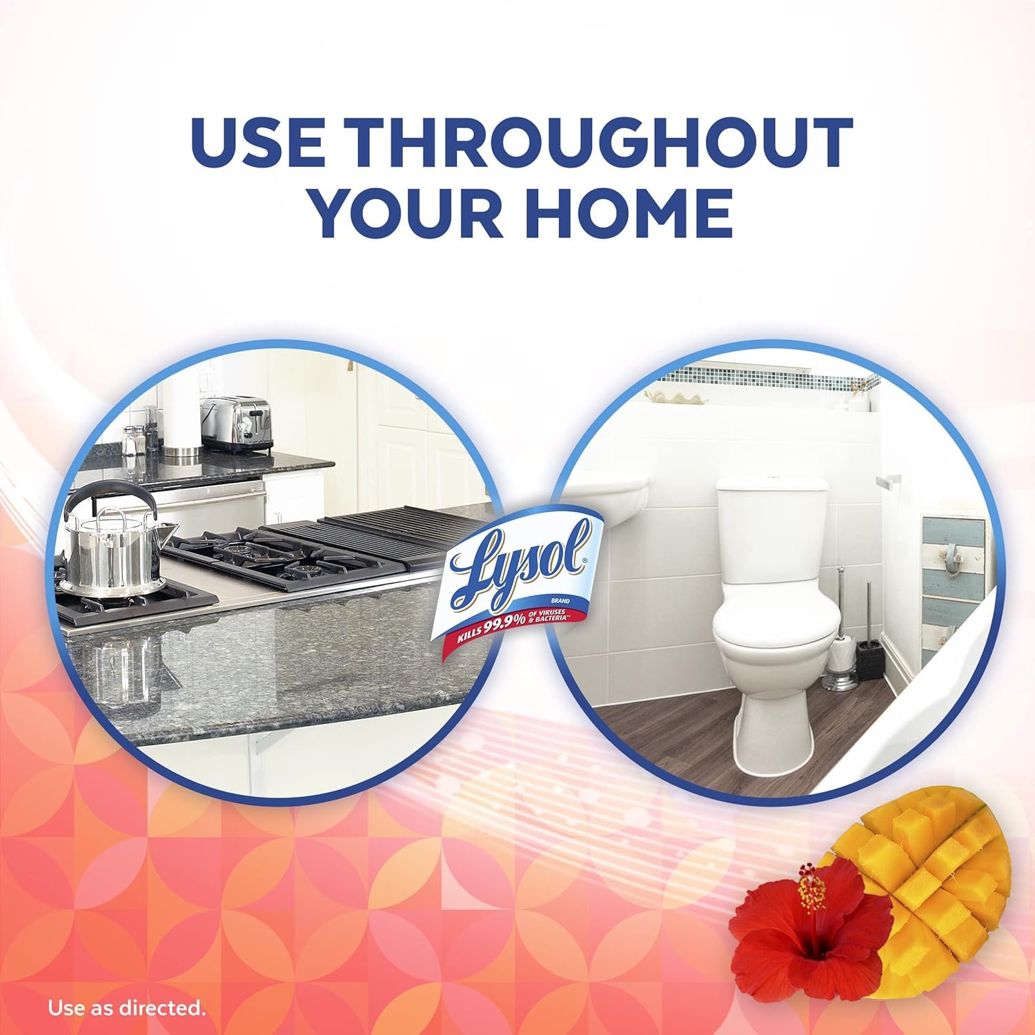 Reckitt Lysol All-Purpose Cleaner, Mango & Hibiscus Scent, 32 Fl Oz (Pack of 2) - With 1ct Auto In-The-Bowl Toilet Cleaner, Atlantic Fresh - Image 5