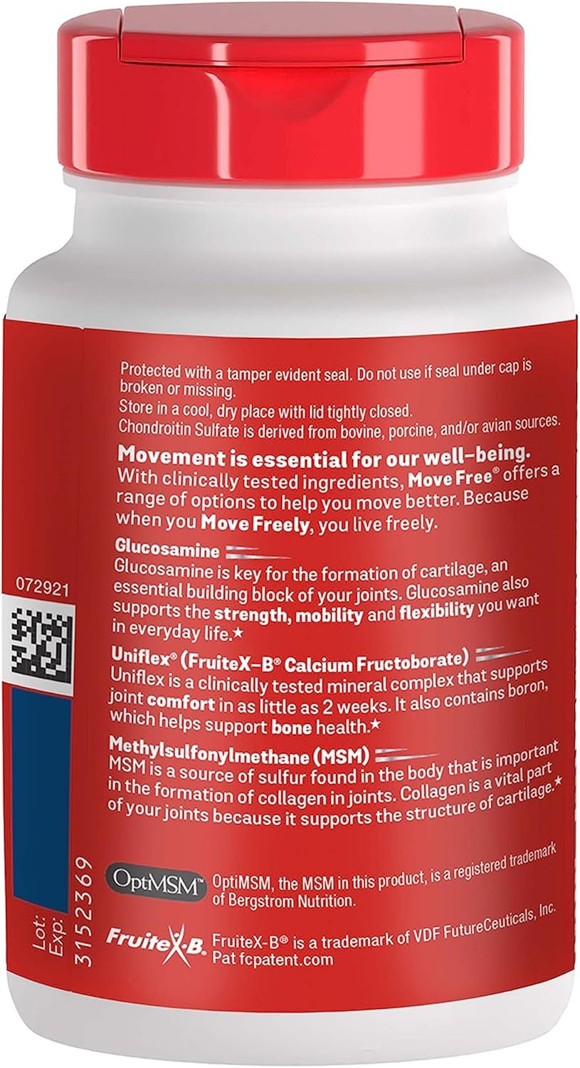 Move Free Advanced Glucosamine Chondroitin MSM Joint Support Supplement, Supports Mobility Comfort Strength Flexibility & Bone - 120 Tablets (40 servings) - Image 15
