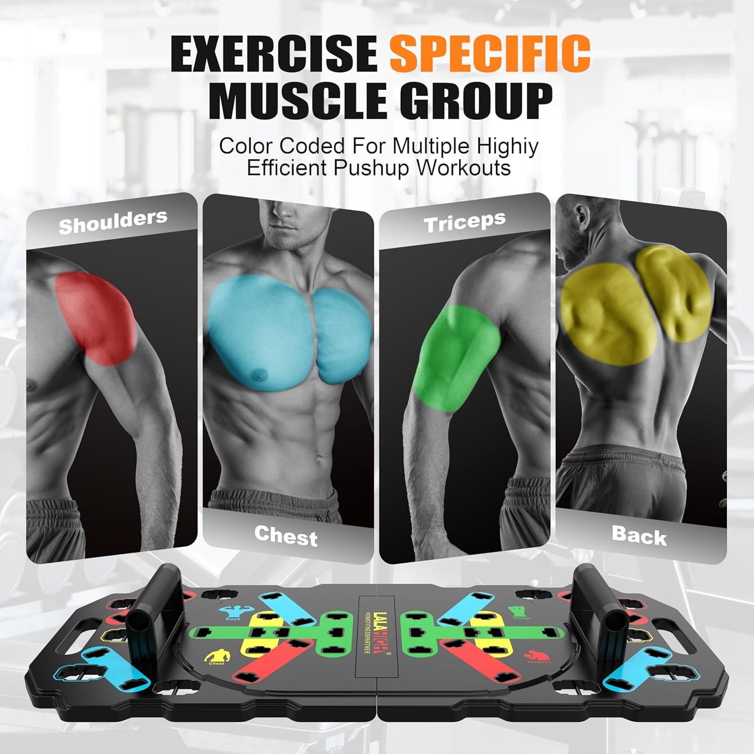 LALAHIGH Upgraded Large Portable Fitness Equipment: 5th Generation 26-in-1 Push Up broad fitness, Add Steel Reinforce Structure, Non-slip Push Up Handles for Full Body Workout at Home, Professional Strength Training Equipment for Man and Women - Image 3