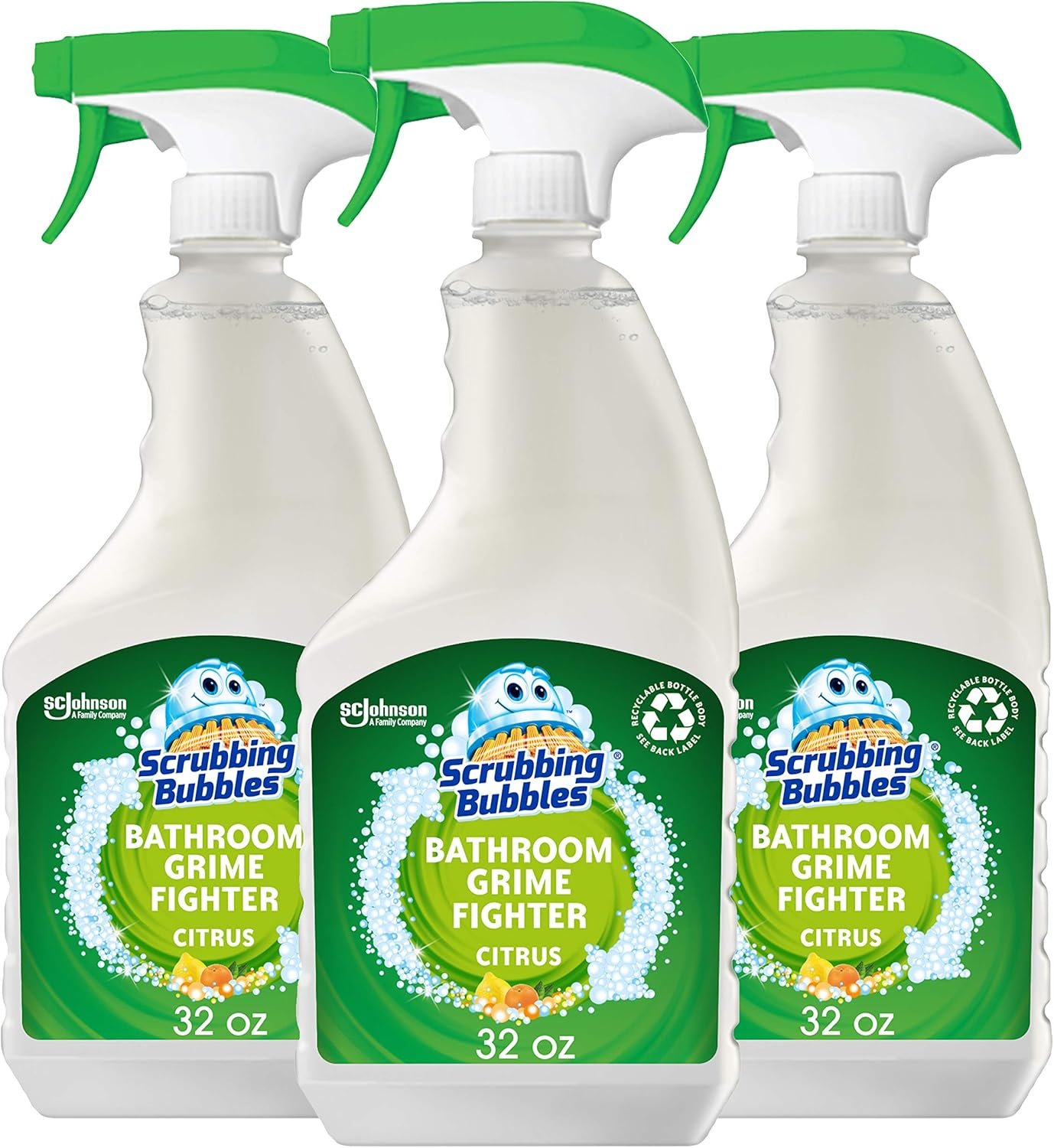 Scrubbing Bubbles Bathroom Grime Fighter Spray in Recyclable Bottle, Citrus, Ideal Bathroom, Tile, Bathtub and Shower Cleaner, 32 oz (Pack of 3) - Image 2