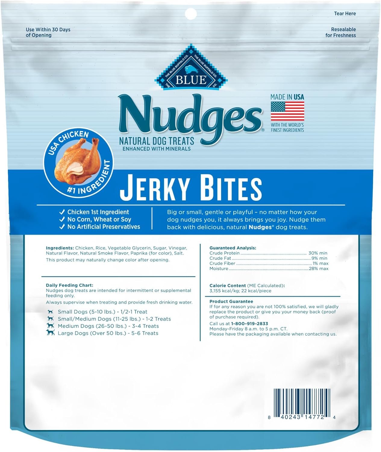Blue Buffalo Nudges Jerky Bites Dog Treats, Made in the USA with Natural Ingredients, Bite-Sized Pieces, Chicken, 5-oz. Bag - Image 3