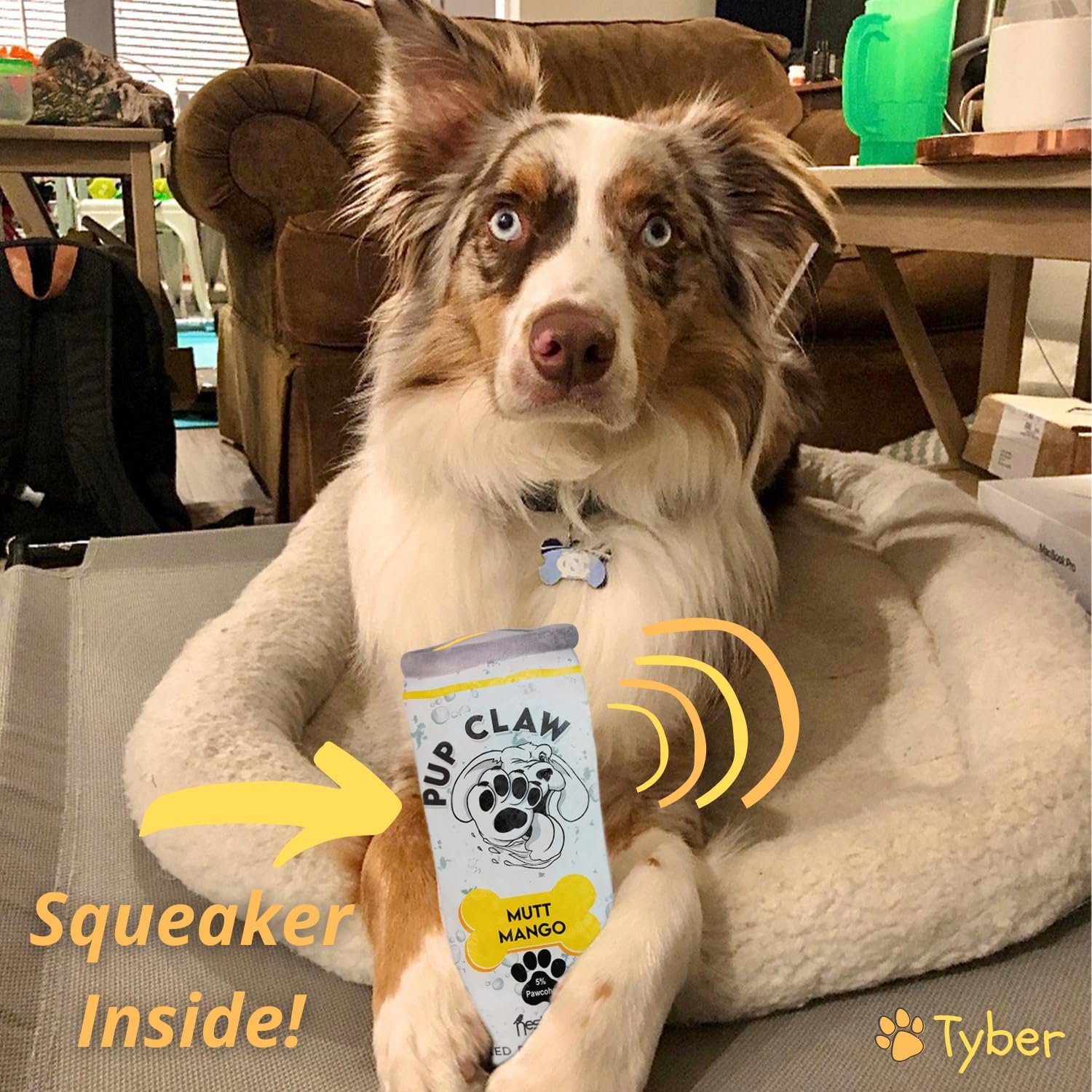 Nestpark Pup Claw Dog Toys - Funny Cute Plush Dog Toys with Squeaker - Parody (2 Pack) (Tropical Pack) - Image 5