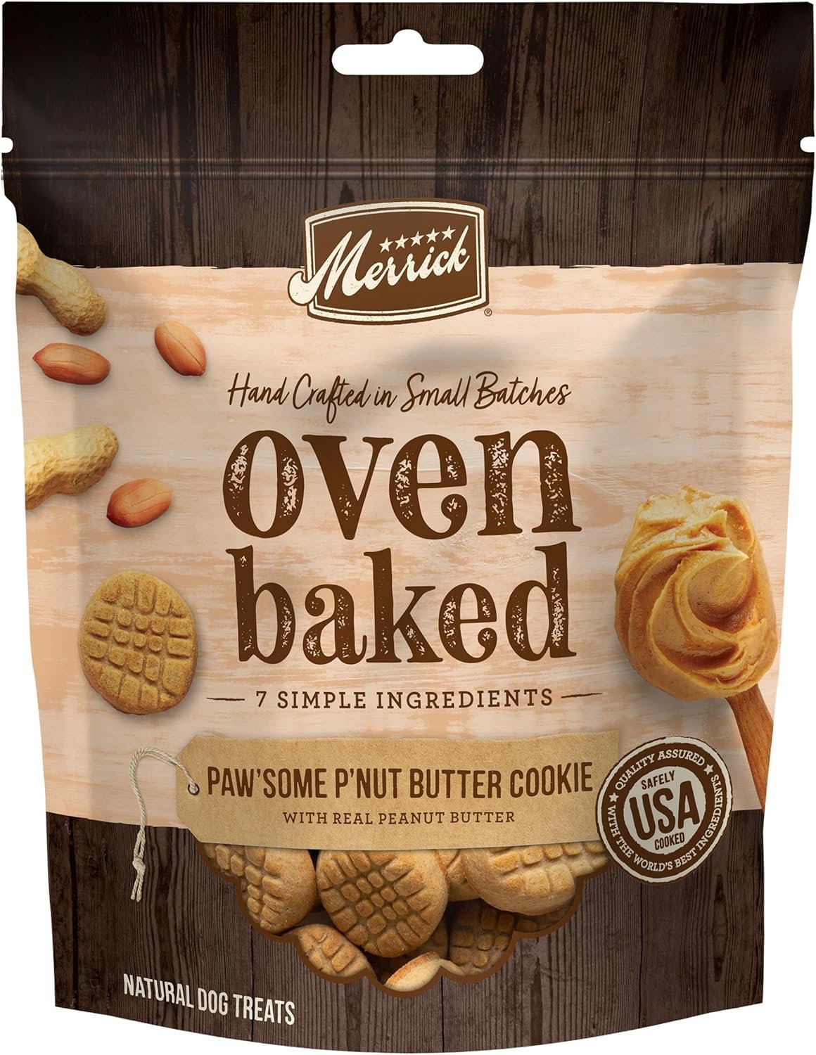 Merrick Oven Baked Dog Treats, Natural Cookies For Dogs, Paw’some P’nut Butter Cookie With Real Peanut Butter - 11 oz. Bag - Image 2