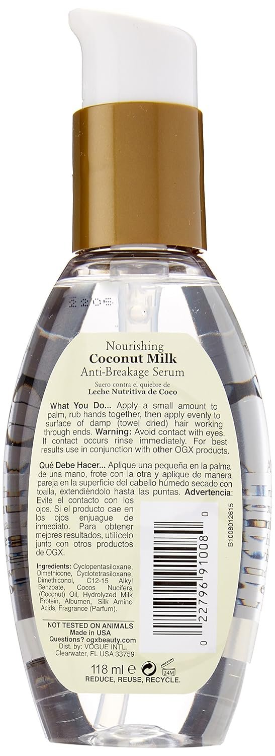 OGX Nourishing Coconut Milk Anti-Breakage Serum, 4 Ounce (Pack of 2) (91008) - Image 3