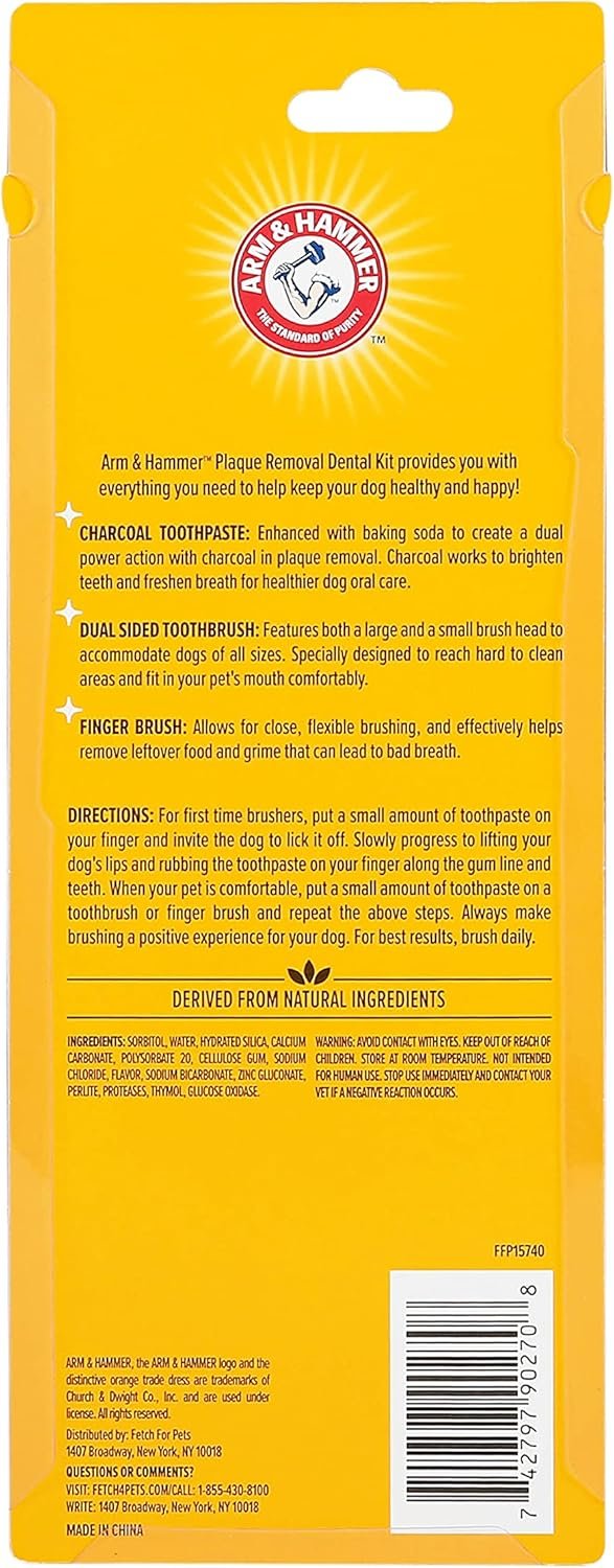 Arm & Hammer for Pets Dog Dental Care Fresh Breath Kit | Includes Arm & Hammer Baking Soda Dog Toothpaste and Dog Toothbrush | Dog Plaque Removal Kit, Mint - Image 3