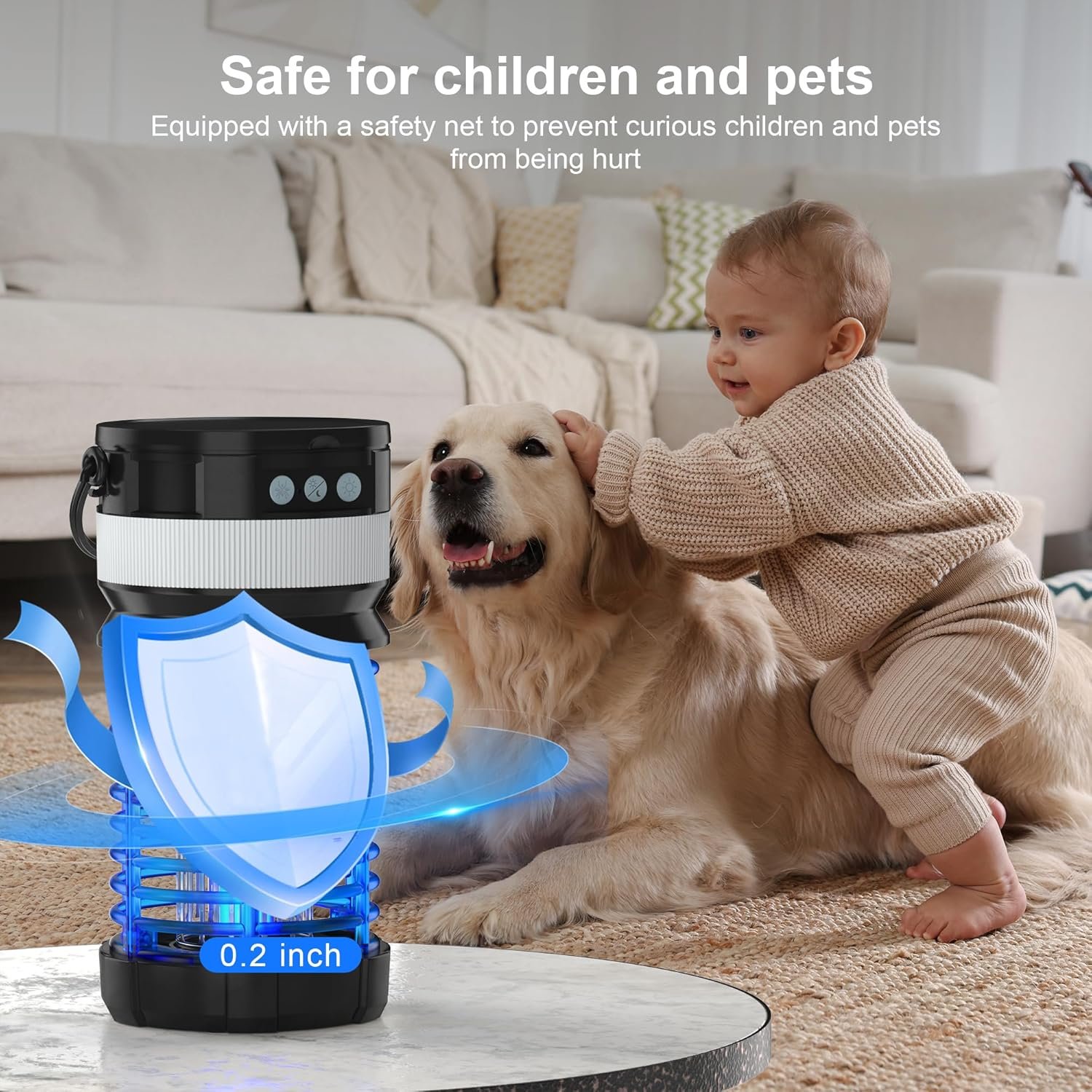 Solar Bug Zapper for Outdoor & Indoor,4200V Mosquito Zapper Waterproof Fly Trap,Portable Rechargeable Mosquito Killer with LED Light for Home,Kitchen,Backyard,Camping (Black-Blue) - Image 7