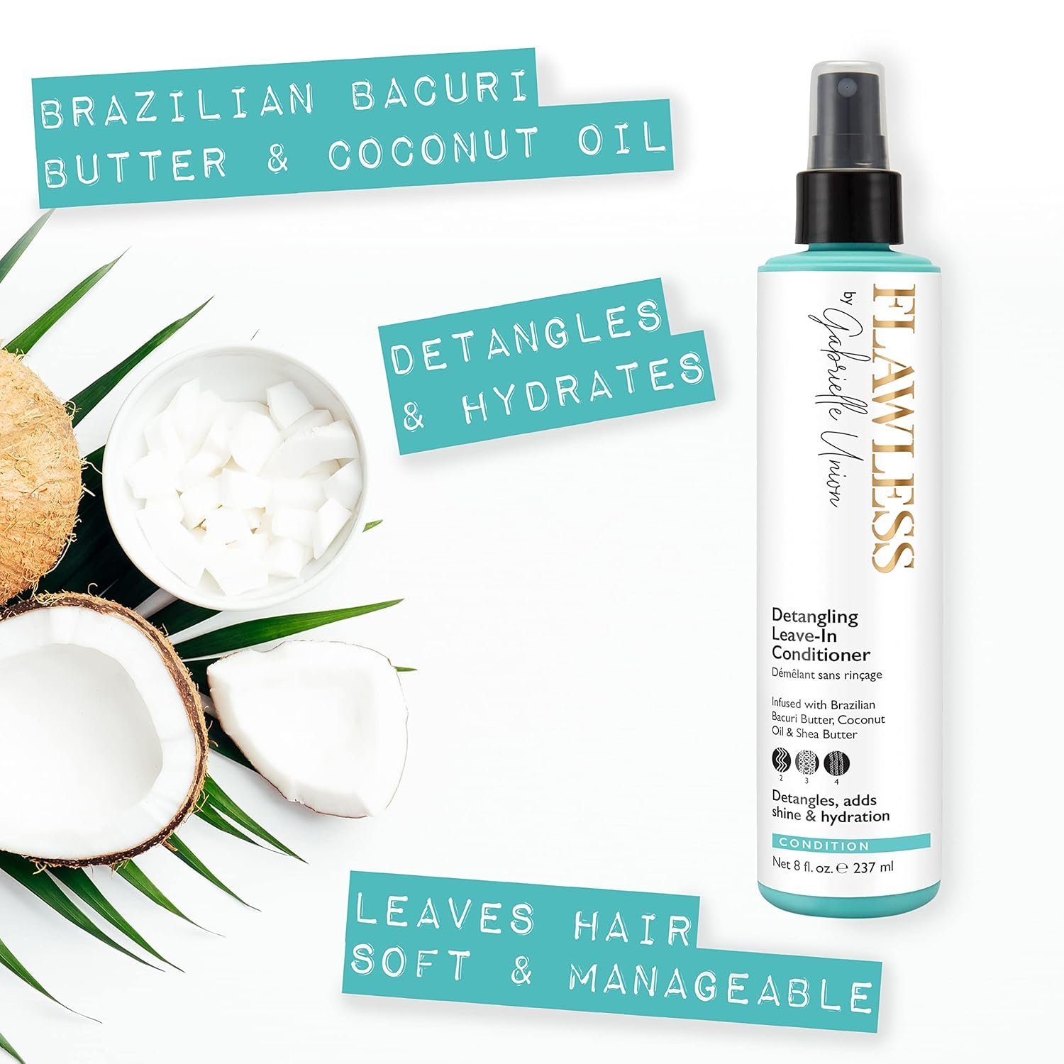 Flawless by Gabrielle Union Detangling Leave-in Conditioner Spray with Shea Butter, Brazilian Bacuri Butter, 8 Oz - Image 5