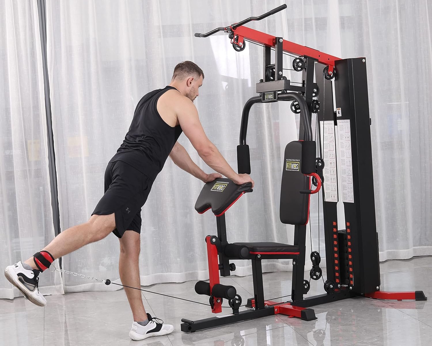 Signature Fitness Multifunctional Home Gym System Workout Station with Leg Extension and Preacher Curl, 122.5LB Weight Stack, Multiple Options, Multiple Packages - Image 10