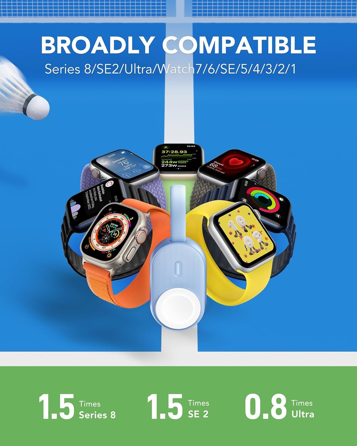 Portable Charger for Apple Watch, VRURC 1200mAh Portable Watch Charger,Magnetic Keychain Wireless Power Bank Watch Charger for iWatch Series 8/UItra/7/6/SE/5/4/3-White - Image 4