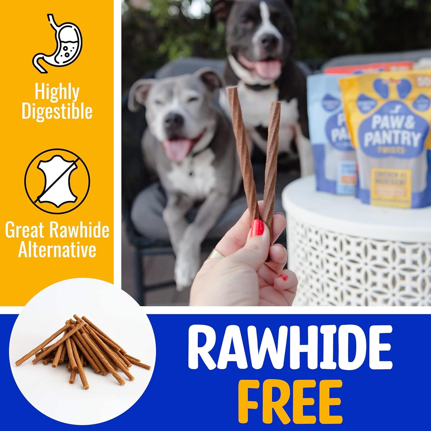 Paw & Pantry 5" Soft & Chewy USA-Chicken Twists - Pack of 50 Rawhide Free Chicken Dog Treats - Grain-Free & Highly Digestible Chewy Sticks for Dogs - Low Fat Dog Treats for Pups - Image 5