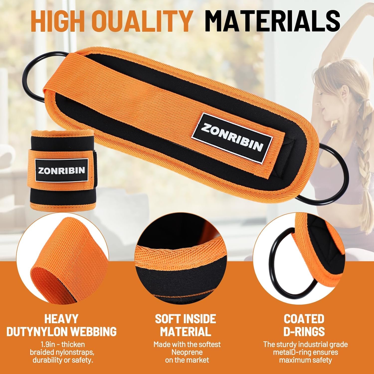 Ankle Resistance Bands,Ankle Resistance Bands with Cuffs,Ankle Strap for Cable Machines and Resistance Bands, Glute Workouts - Kickbacks, Leg Extensions, Hip Abductors - Image 4