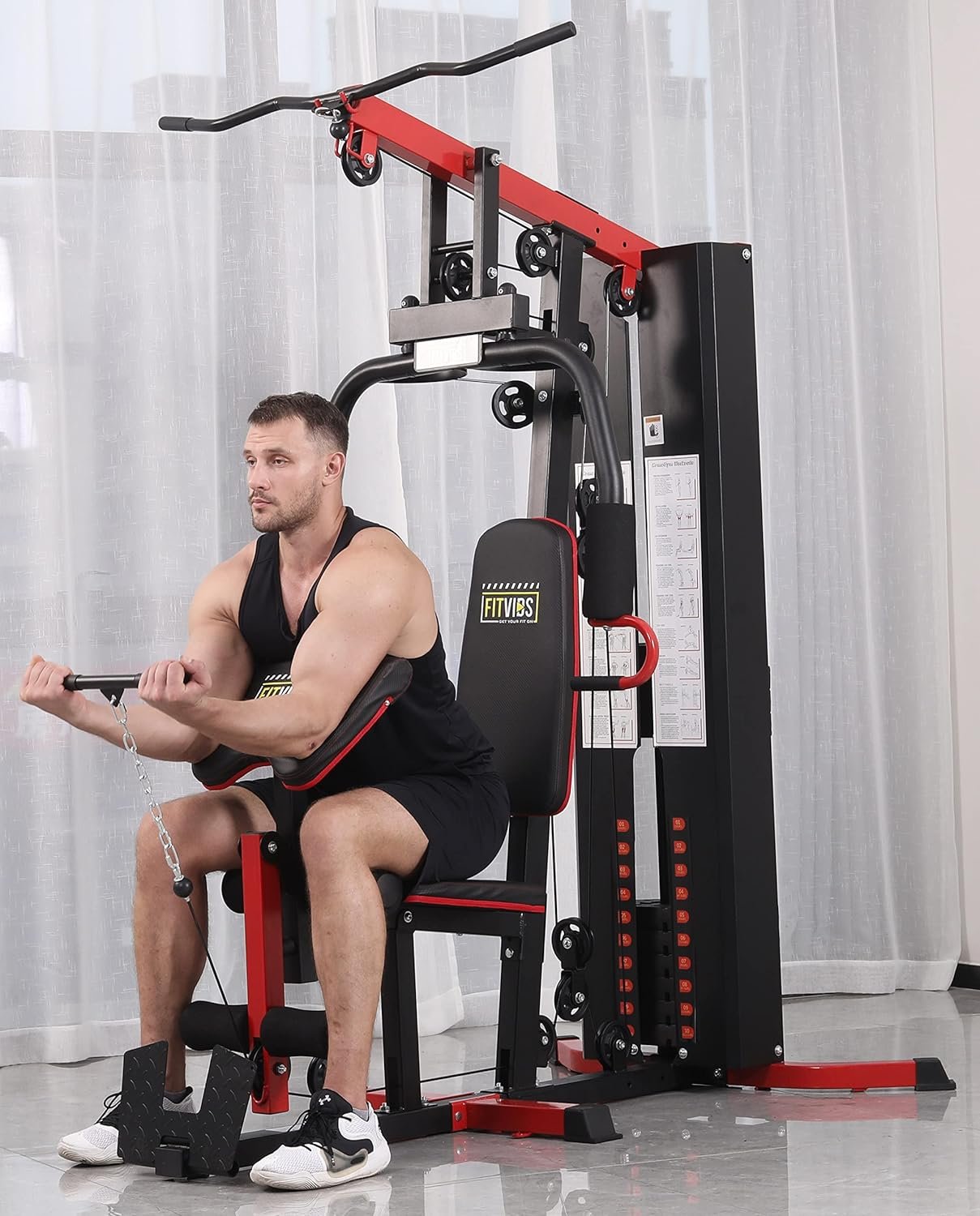 Signature Fitness Multifunctional Home Gym System Workout Station with Leg Extension and Preacher Curl, 122.5LB Weight Stack, Multiple Options, Multiple Packages - Image 7