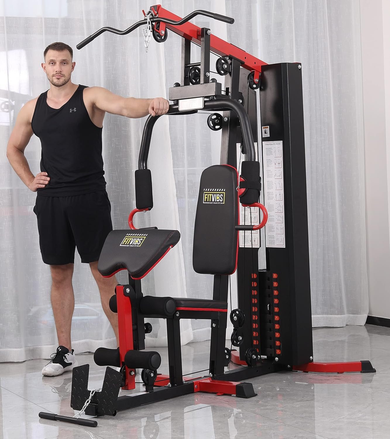 Signature Fitness Multifunctional Home Gym System Workout Station with Leg Extension and Preacher Curl, 122.5LB Weight Stack, Multiple Options, Multiple Packages - Image 3