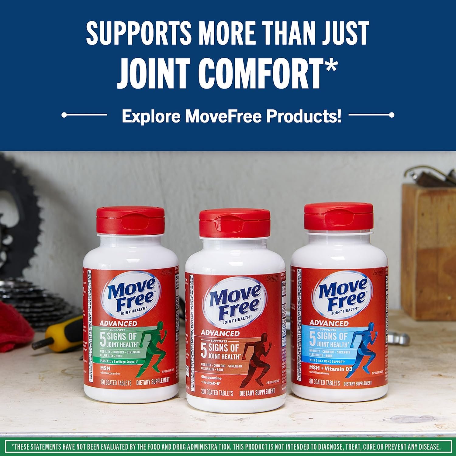 Move Free Advanced Glucosamine Chondroitin MSM Joint Support Supplement, Supports Mobility Comfort Strength Flexibility & Bone - 120 Tablets (40 servings) - Image 8