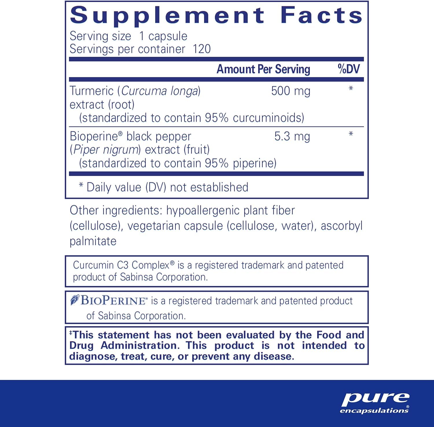 Pure Encapsulations Curcumin 500 with Bioperine - Antioxidant Supplement to Support Joints, Tissue, Liver, Colon & Cellular Health* - with Turmeric Curcumin & Bioperine - 120 Capsules - Image 3