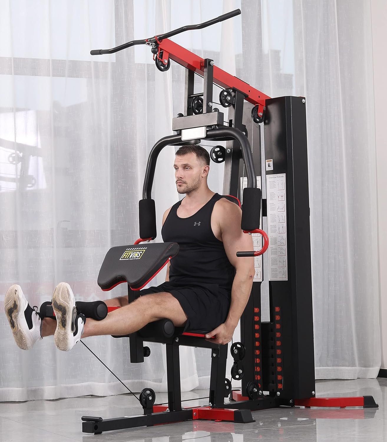 Signature Fitness Multifunctional Home Gym System Workout Station with Leg Extension and Preacher Curl, 122.5LB Weight Stack, Multiple Options, Multiple Packages - Image 8