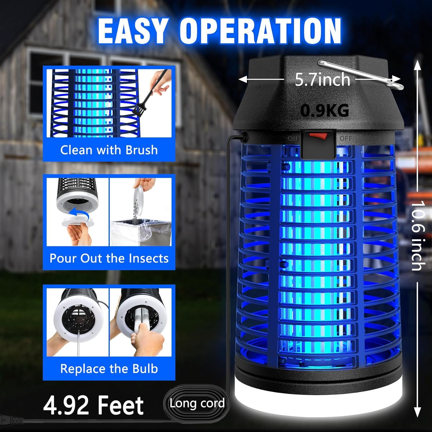 Remote Control Bug Zapper with LED Light, Waterproof Mosquito Zapper Outdoor, Electric Fly Zapper, Insect Killer & Fly Traps for Outside, Patio, Porch, Backyard, Garden - Image 6