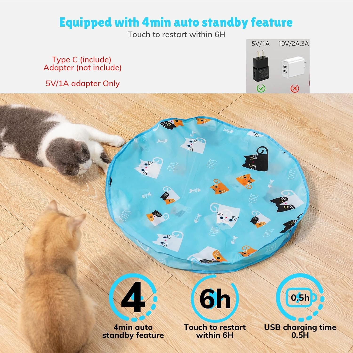 2 in 1 Interactive Cat Toys for Bored Indoor Adult Cats,Motion Activated Automatic Hide and Seek Cat Mat Toy,Self Play Cat Toys,Cat Stimulation Toys for Indoor Cats,Moving (Fetch) - Image 4