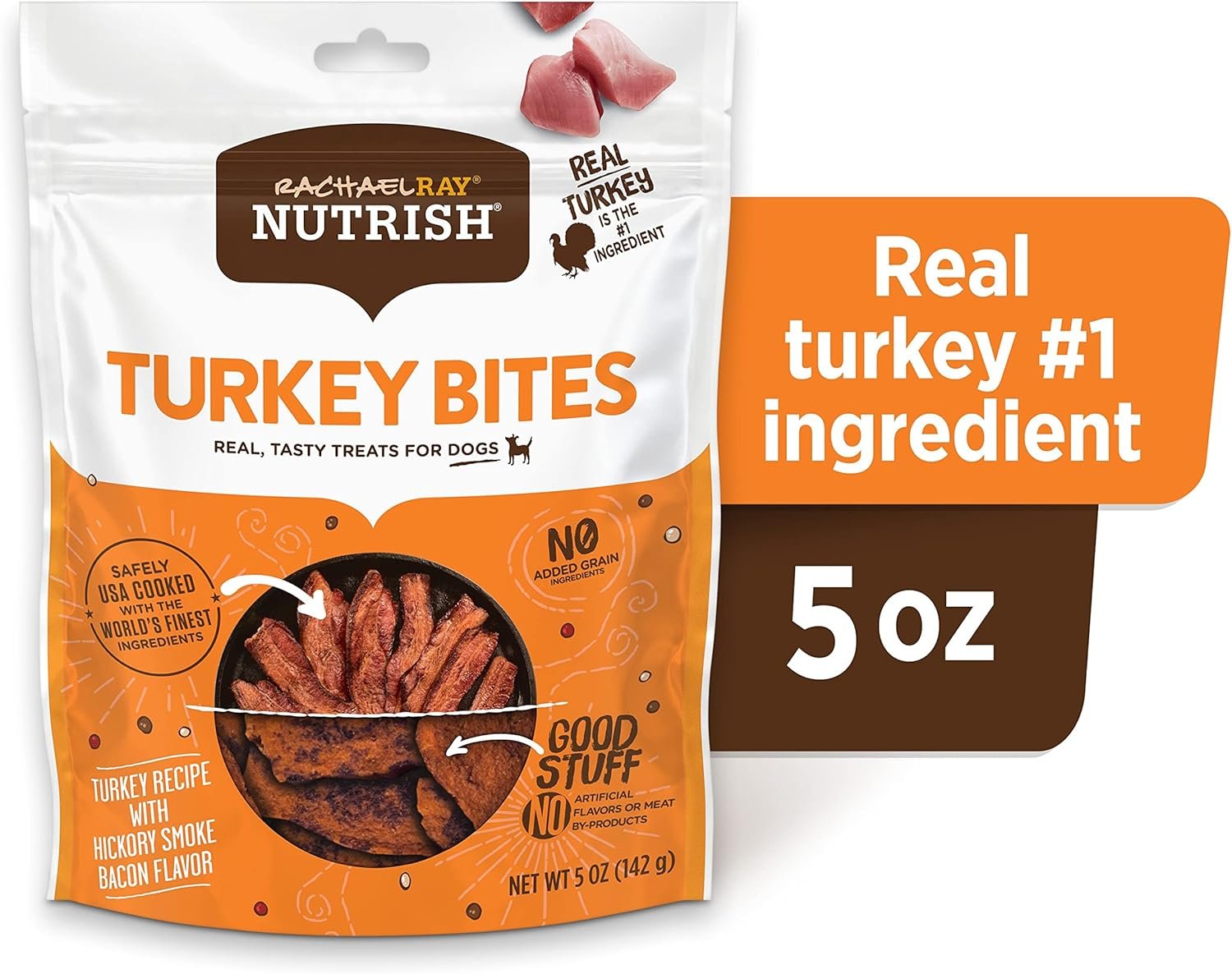 Rachael Ray Nutrish Turkey Bites Real Meat Grain Free Dog Treats, Turkey Recipe with Hickory Smoked Bacon Flavor, 5 Ounce (Pack of 5) Packaging May Vary - Image 3