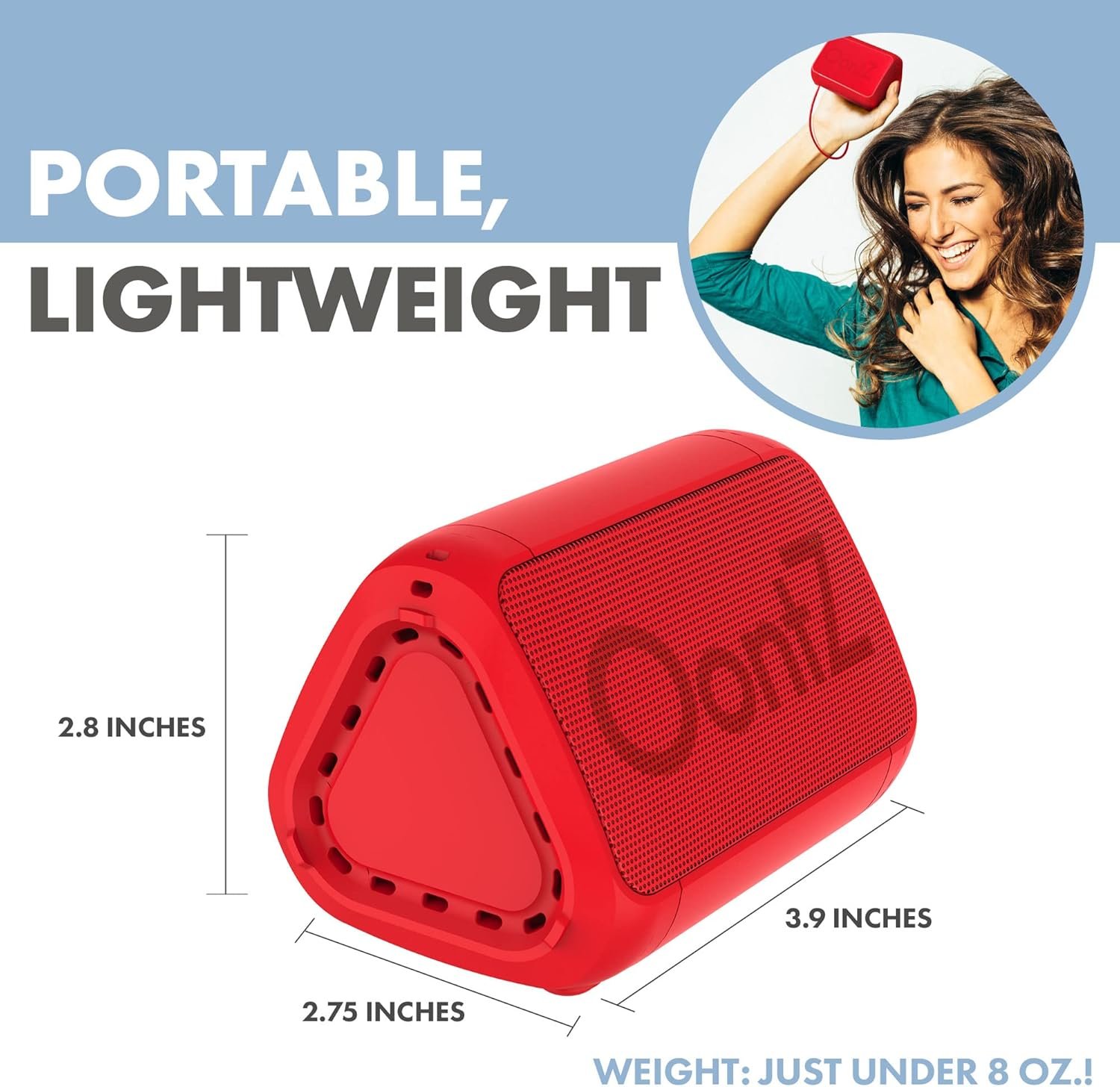 Cambridge Soundworks OontZ Angle Solo Bluetooth Portable Speaker, Compact Size, Surprisingly Loud Volume & Bass, 100 Foot Wireless Range, IPX5, Perfect Travel Speaker, Bluetooth Speakers (Red) - Image 7