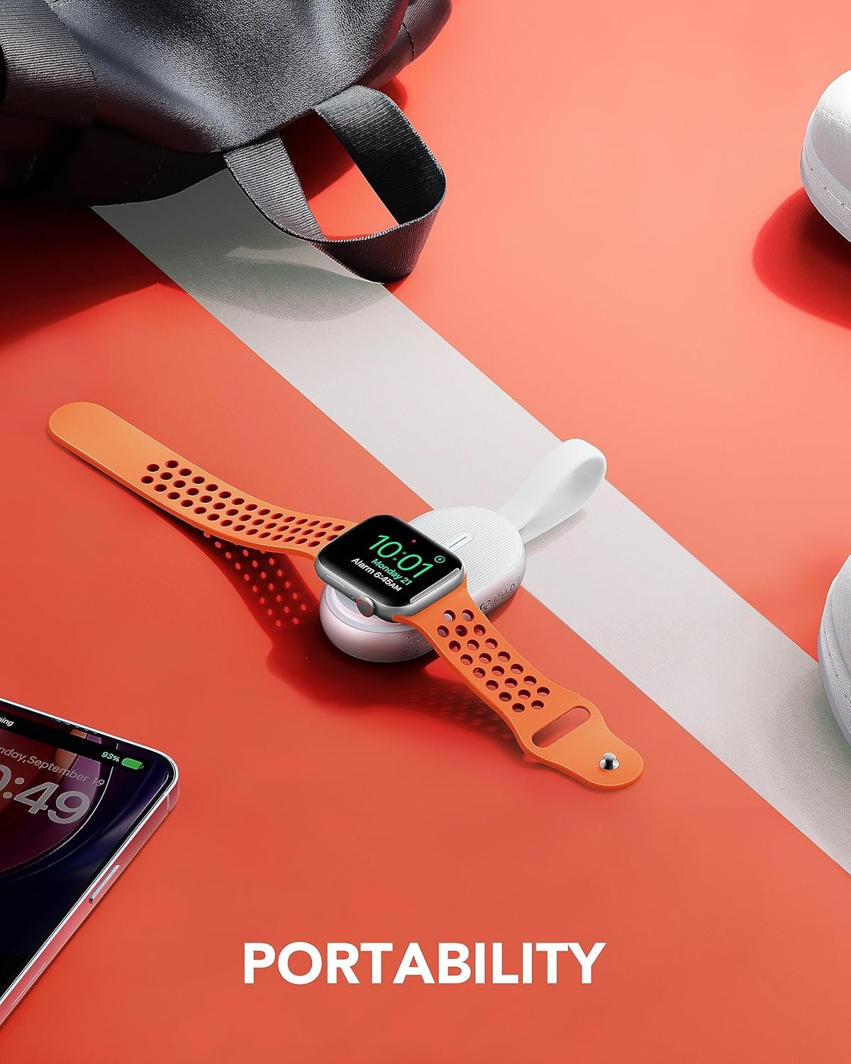 Portable Charger for Apple Watch, VRURC 1200mAh Portable Watch Charger,Magnetic Keychain Wireless Power Bank Watch Charger for iWatch Series 8/UItra/7/6/SE/5/4/3-White - Image 8